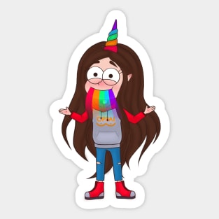 Cute Unicorn Girl Throwing Up Rainbow Sticker